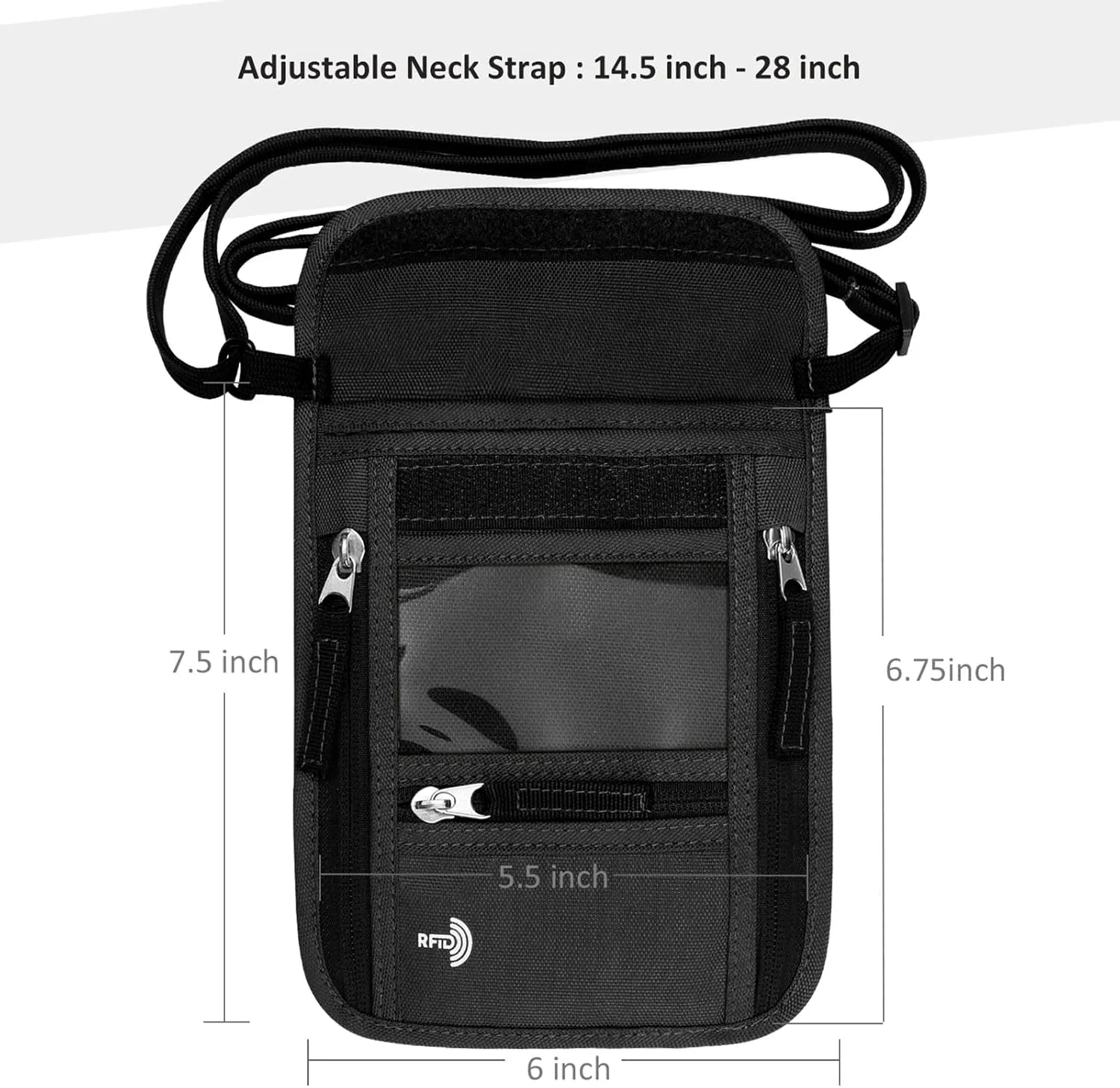 WALNEW Passport Holder Neck Pouch Travel Wallet for Women and Men, RFID Blocking Security Slim Traveling Wallet with Around Neck Lanyard Strap