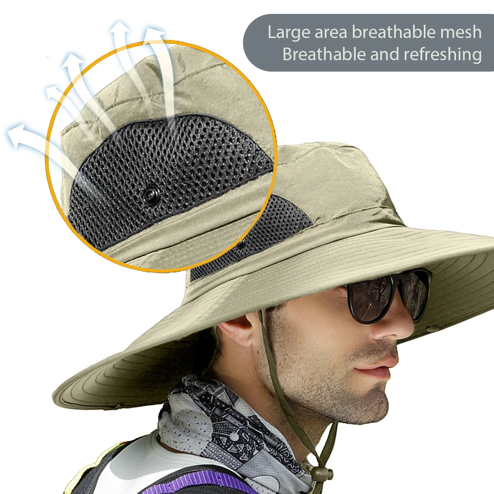 Wide Brim Sun Hats for Men Bucket Hat Sun Protection Waterproof Hat