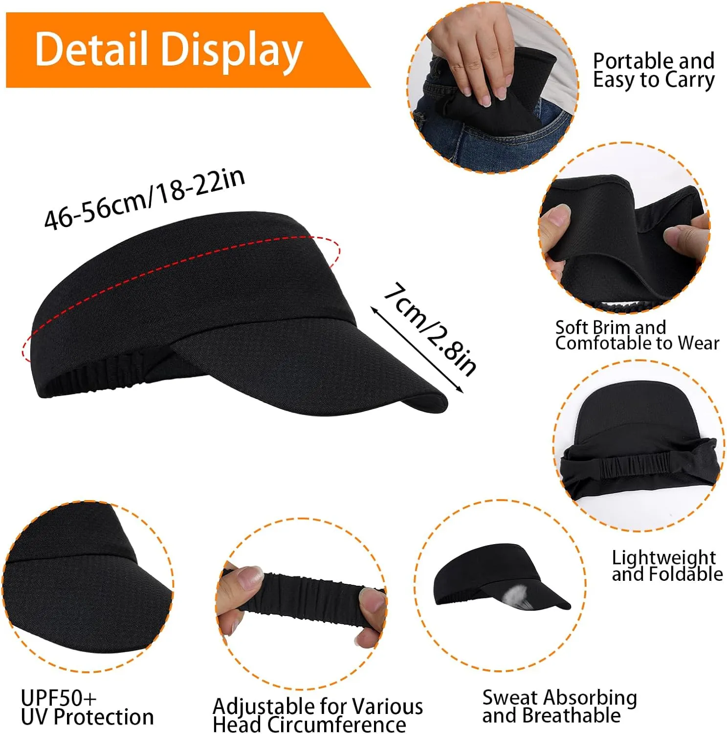 Women Men Visors Athletic Sport Sun Visor Hats Tennis Golf Baseball Visor Cap UV Protection Hat for Beach Pool Running