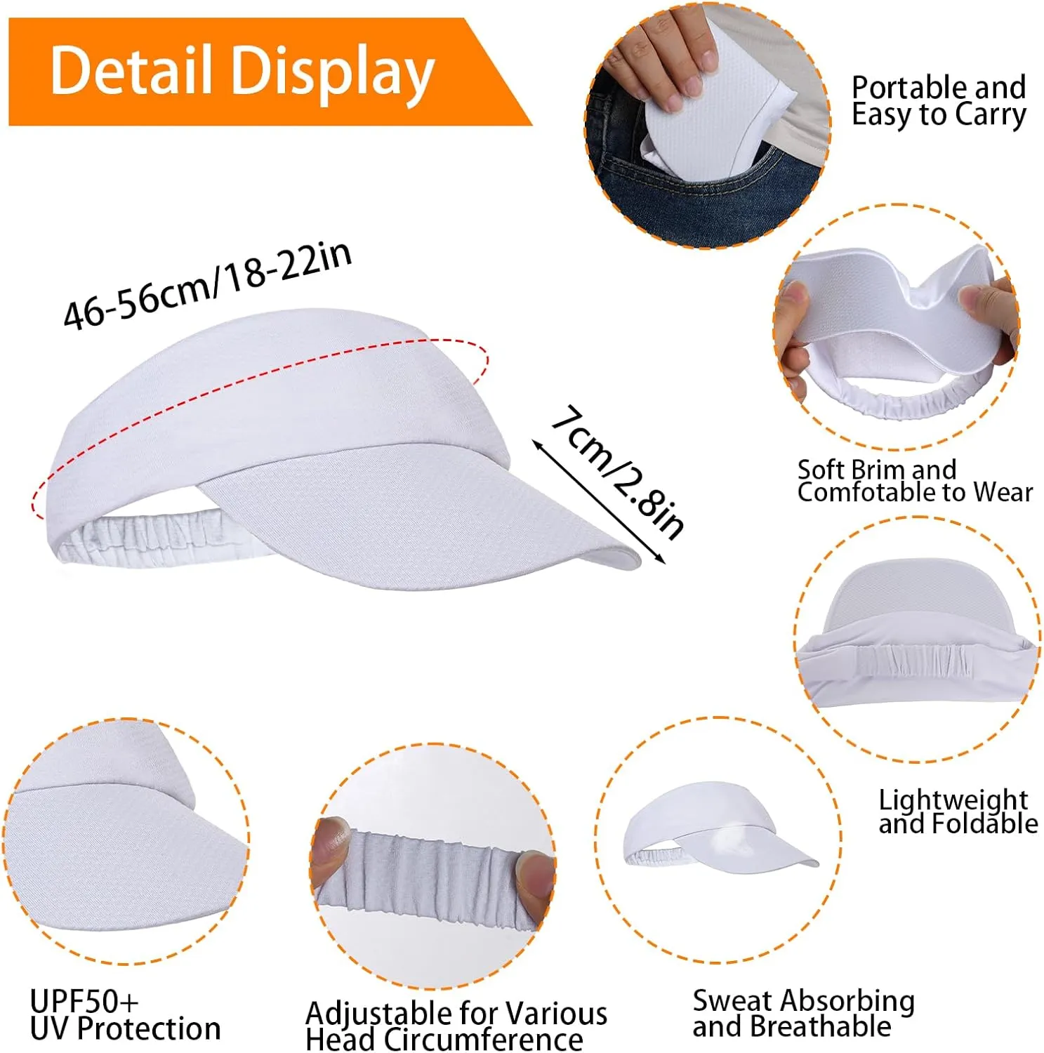 Women Men Visors Athletic Sport Sun Visor Hats Tennis Golf Baseball Visor Cap UV Protection Hat for Beach Pool Running