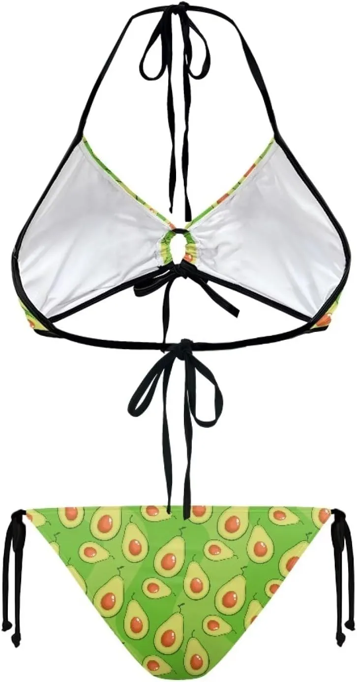Womens Sexy Cut Out Swimsuits Lace Up Cheeky String Bikini Hollow-Carved Brazilian Bra Panty, Halter Bathing Suits