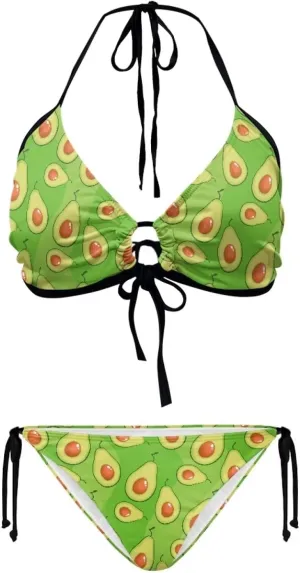 Womens Sexy Cut Out Swimsuits Lace Up Cheeky String Bikini Hollow-Carved Brazilian Bra Panty, Halter Bathing Suits